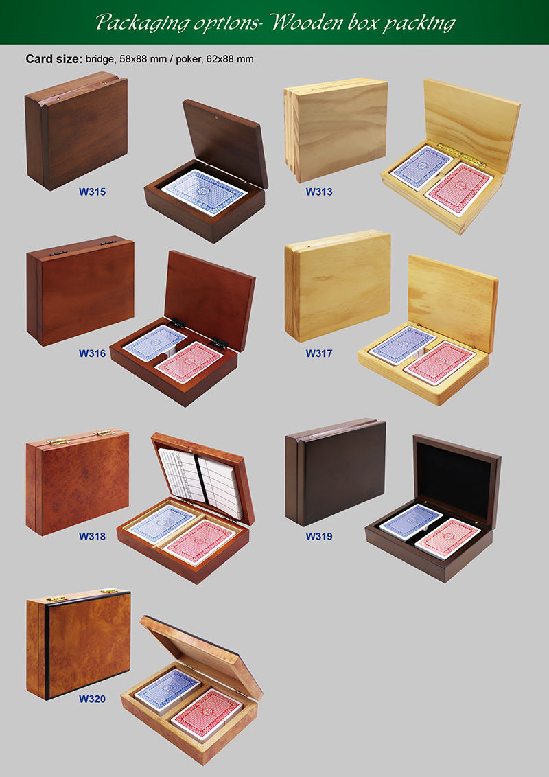 set di carte da gioco con scatola di legno